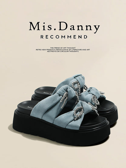 Beads Strap Platform Slide Sandals NA8658