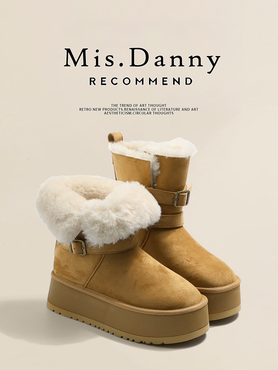 Fake Fur Lined Buckled Ankle Boots NA8656