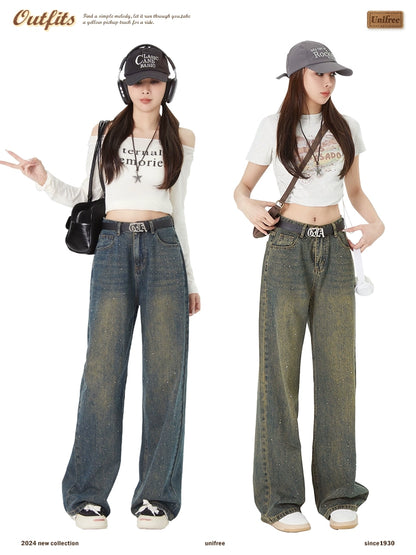 Wide-Leg Straight Denim Jeans NA3411