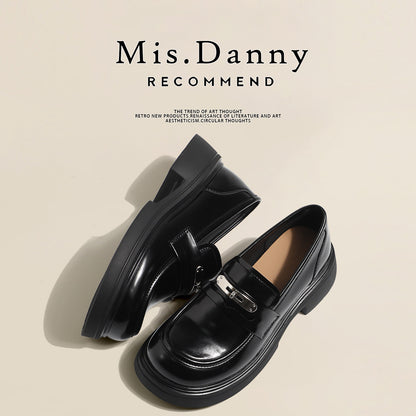 Metal Decoration Platform Thick Sole Loafers NA8757