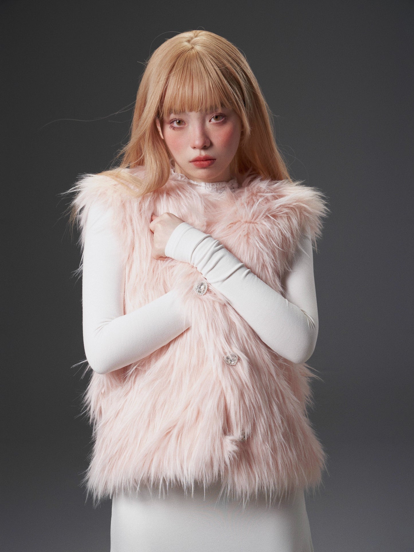 Detachable Sleeve Neck Fur Jacket NA5821