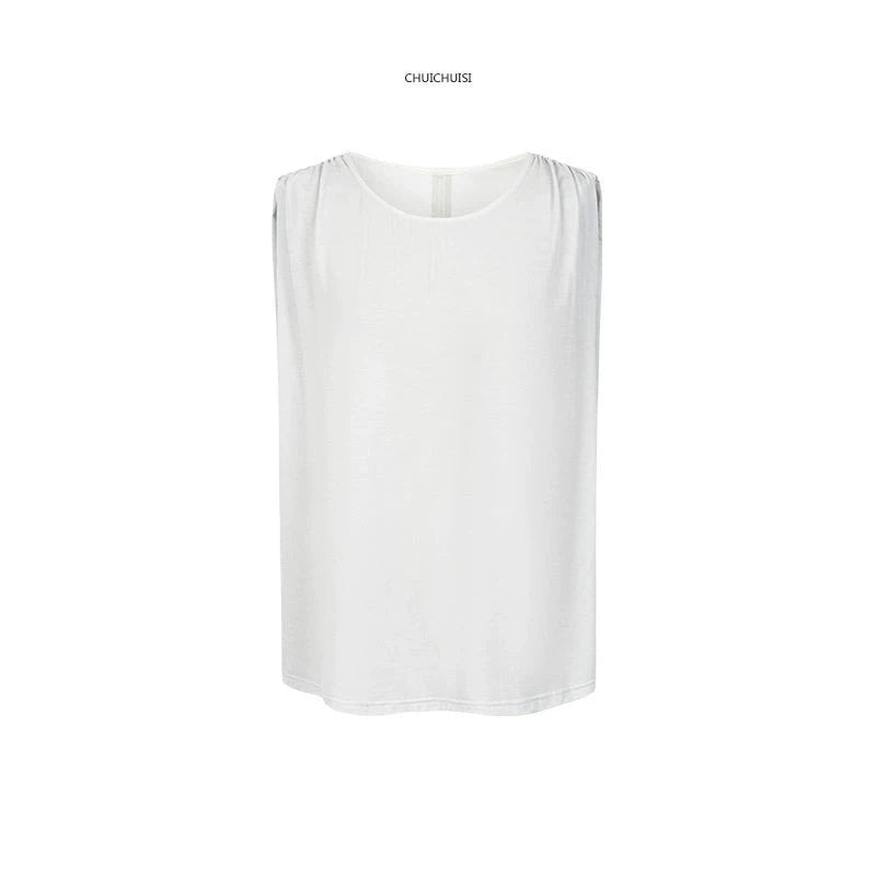 Pleats Sleeve Sleeveless T-shirt NA4248