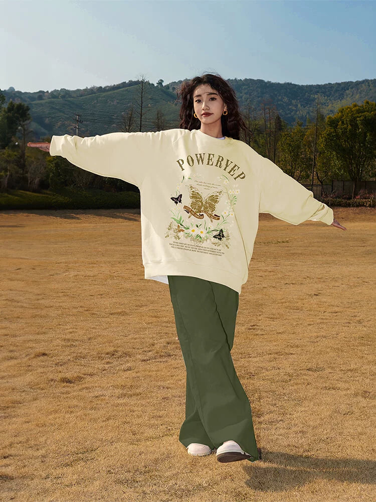 Butterfly Print Oversized Sweatshirt NA2657