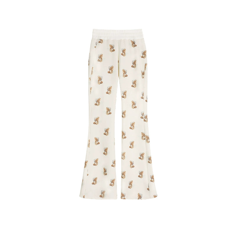 Bear Print Micro Flare Pants NA4022