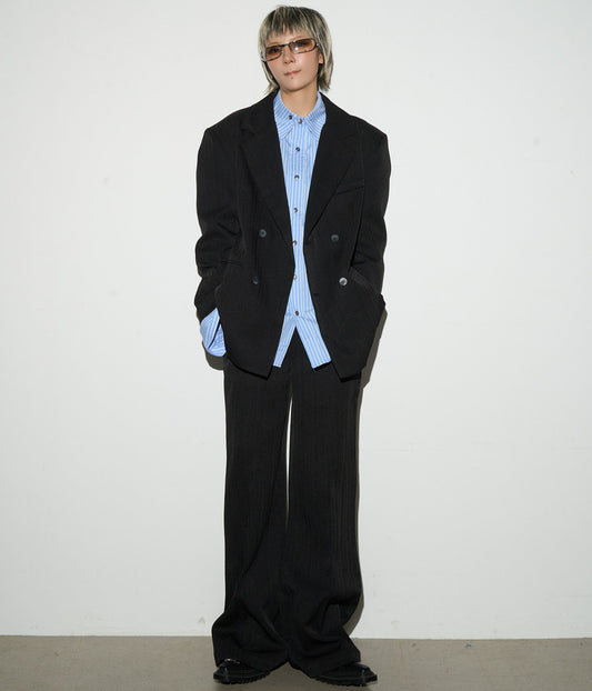 Shoulder-Pad Draped Tailored Jacket & Trousers Setup NA9151