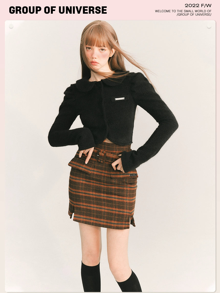 Plaid Wool Skirt NA5868