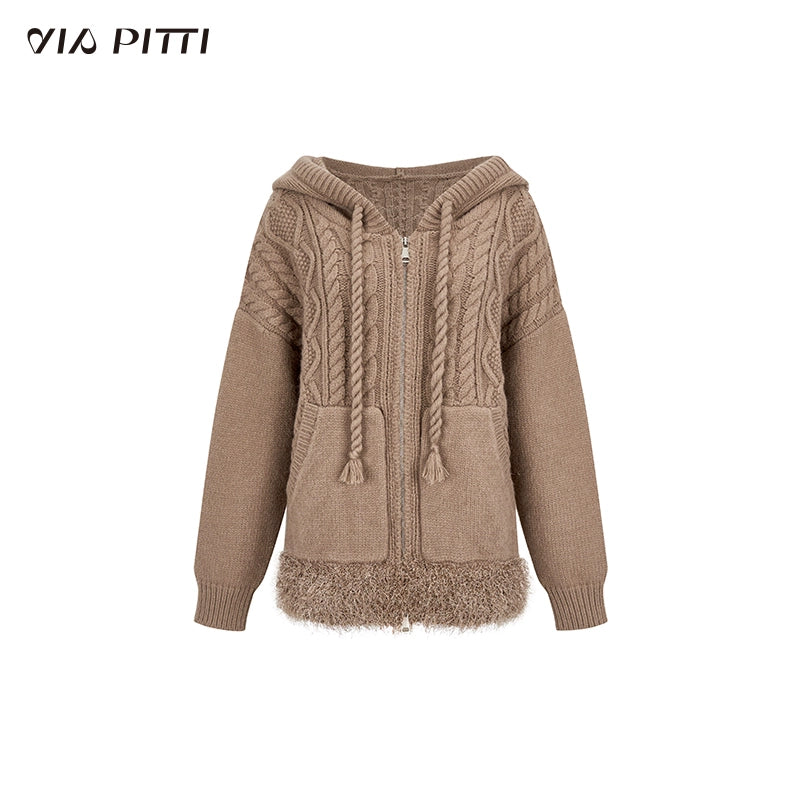 Twists Pattern Knit Hoodie NA4728