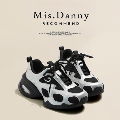 Mesh Panel Chunky Lace-Up Sneakers NA8673