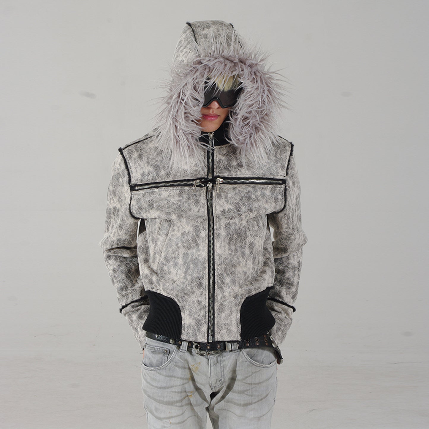 Fur Collar Fitted Hooded Short Puffer Jacket NA8365