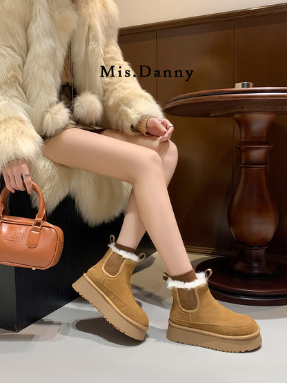 Fake Fur Lined Platform Chelsea Boots NA8660