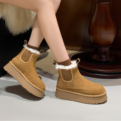 Fake Fur Lined Platform Chelsea Boots NA8660