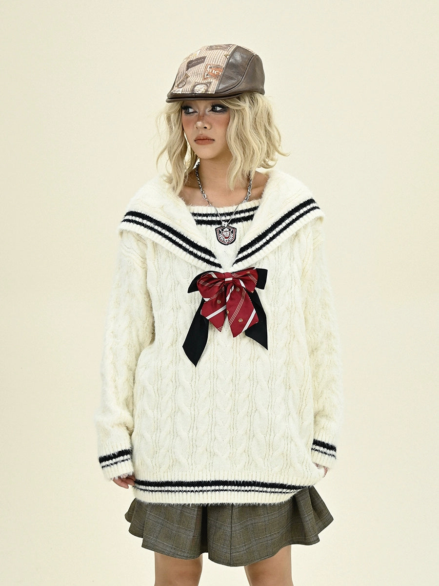 Sailor Collar V-Neck Knit Sweater NA6207