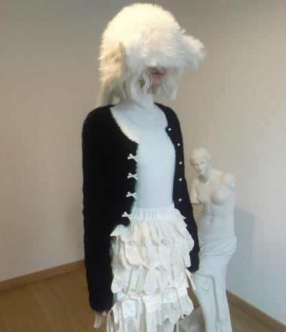 Pearl Bow Short Knit Cardigan NA8285