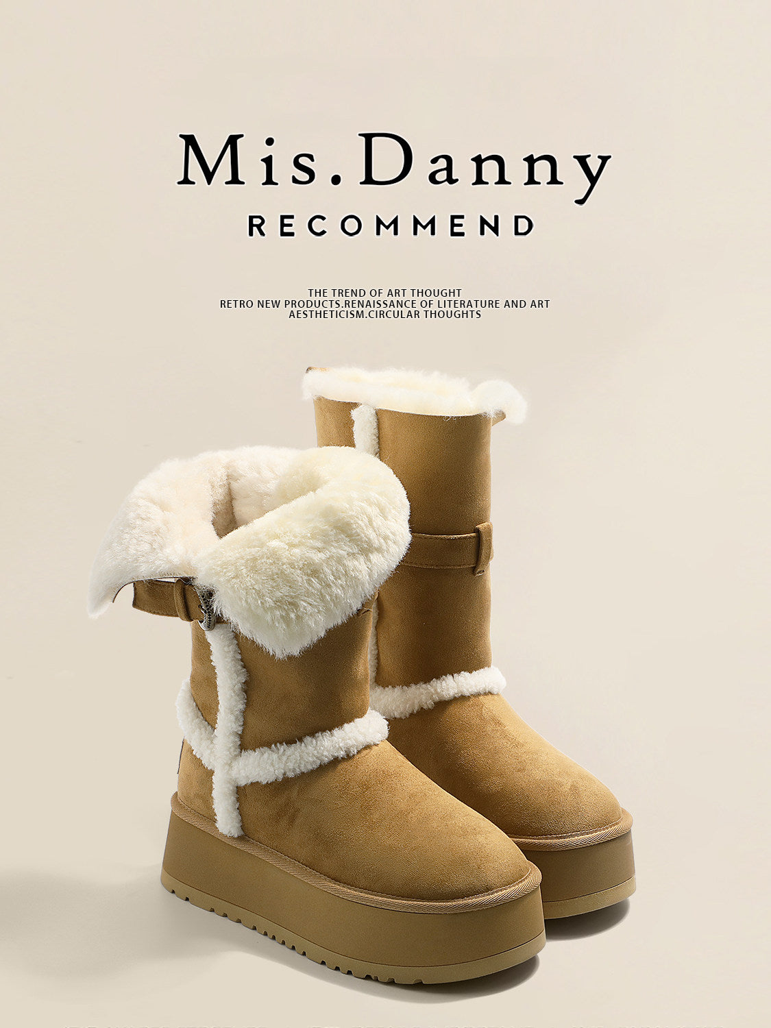 Fur Trim Platform Mid-Calf Boots NA8745