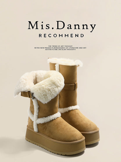Fur Trim Platform Mid-Calf Boots NA8745