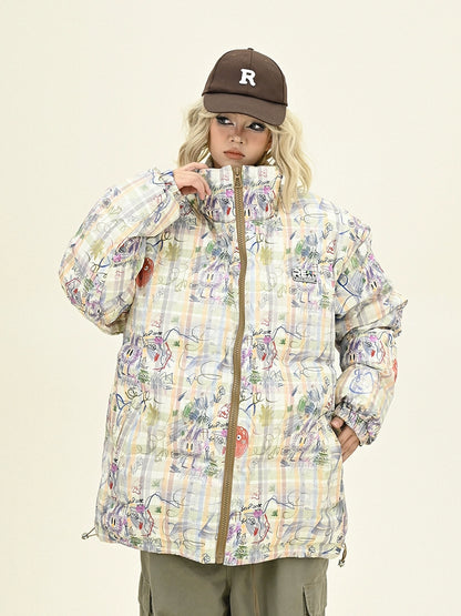 Graffiti Design Oversize Puffer Jacket NA6195