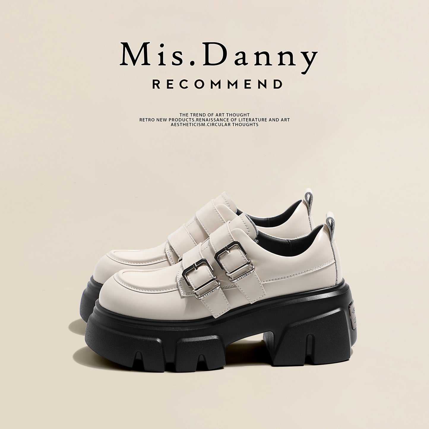 Double Belt Buckle Platform Velcro Loafers NA8725