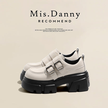 Double Belt Buckle Platform Velcro Loafers NA8725