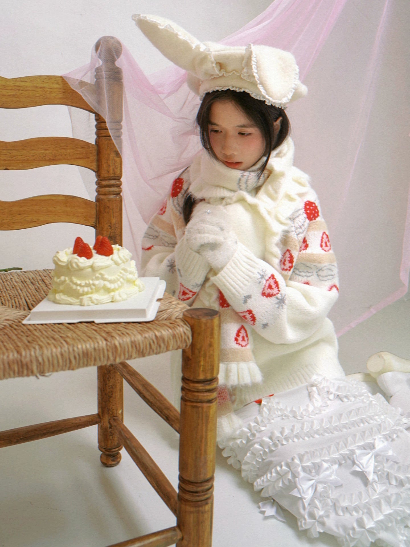 Wire Bunny Ear Lace Beret Hat NA8337