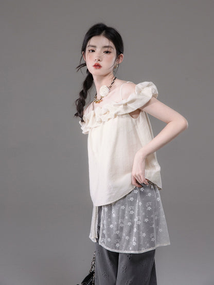 Flower Bud One Shoulder Shirt NA5520