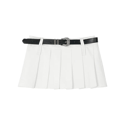 With Belt Pleated Short Skirt NA3590