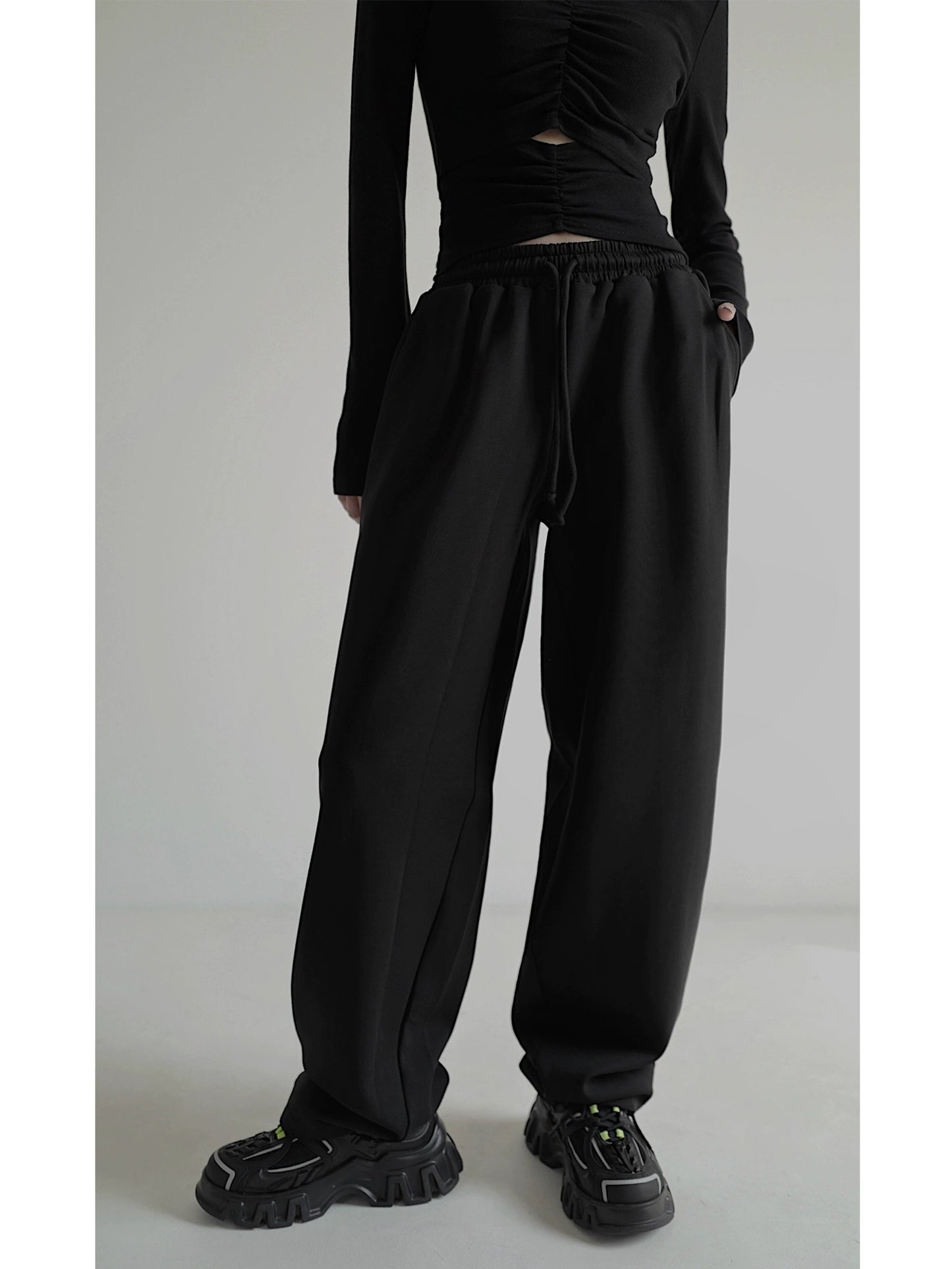 Wide-leg Drawstring Sweatpants NA4303