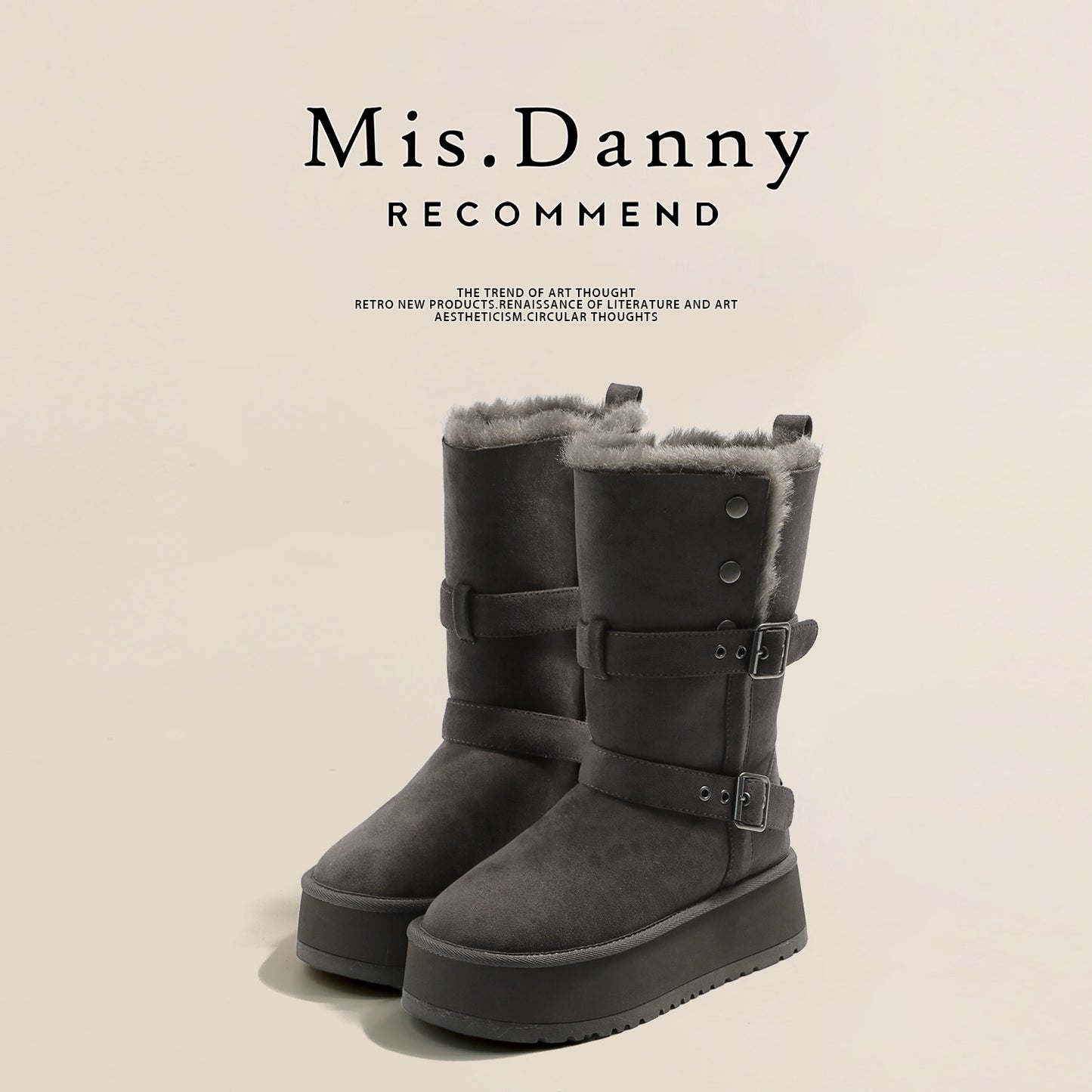 Fur Trim Platform Mid-Calf Boots NA8747