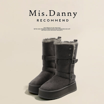 Fur Trim Platform Mid-Calf Boots NA8747