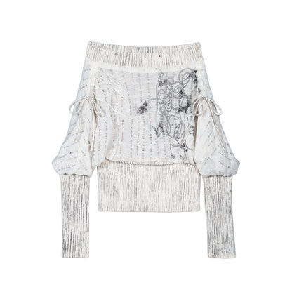 Floral Off-Shoulder Knit Sweater NA8360