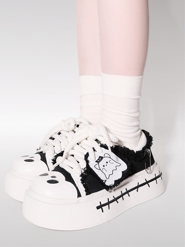 Ghost Flag Canvas Platform Shoes NA8504