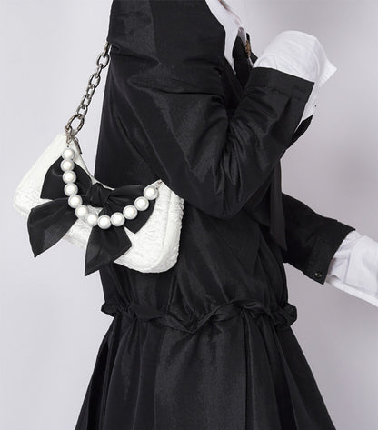 Contrast Color Bow Shoulder Bag NA8445