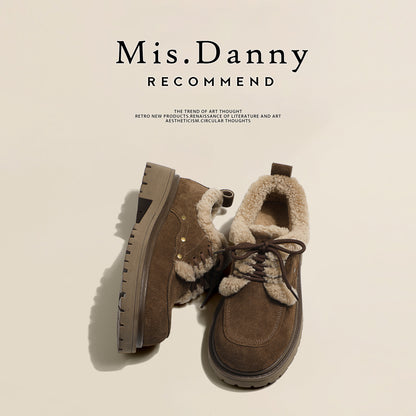 Fake Fur Lined Lace-Up Platform Shoes NA8671