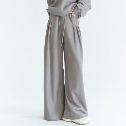 Casual Sporty Big V-Neck Top &amp; Wide Leg Pants Setup NA2721