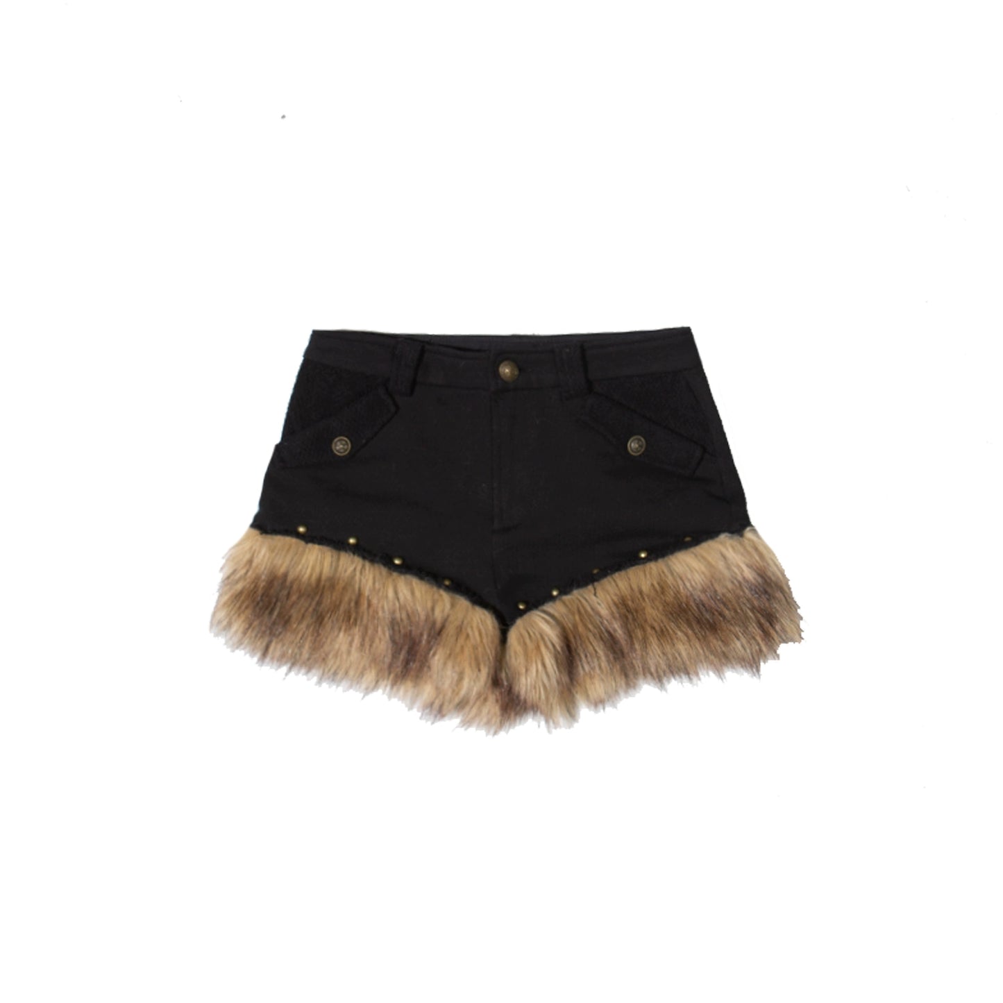 Fake Fur Patchwork Heavy-Duty Punk Shorts & Leg Cover NA6152