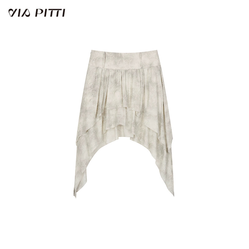 Tie Dye Pattern Shirt & Camisole & Ruffle Skirt Setup NA4740