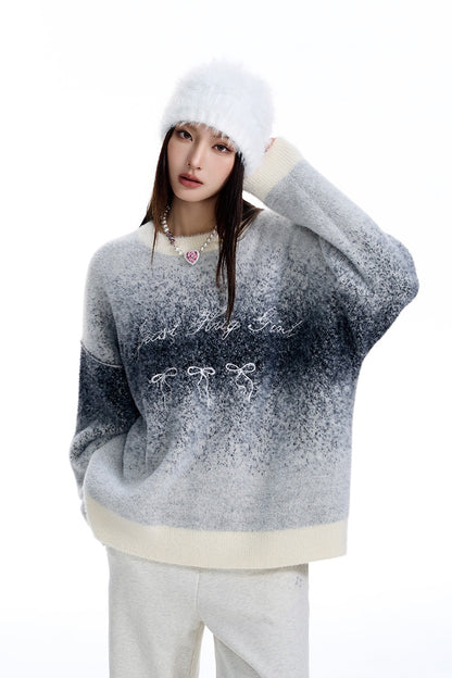 Gradient Fake Fur Knit Sweater NA6113