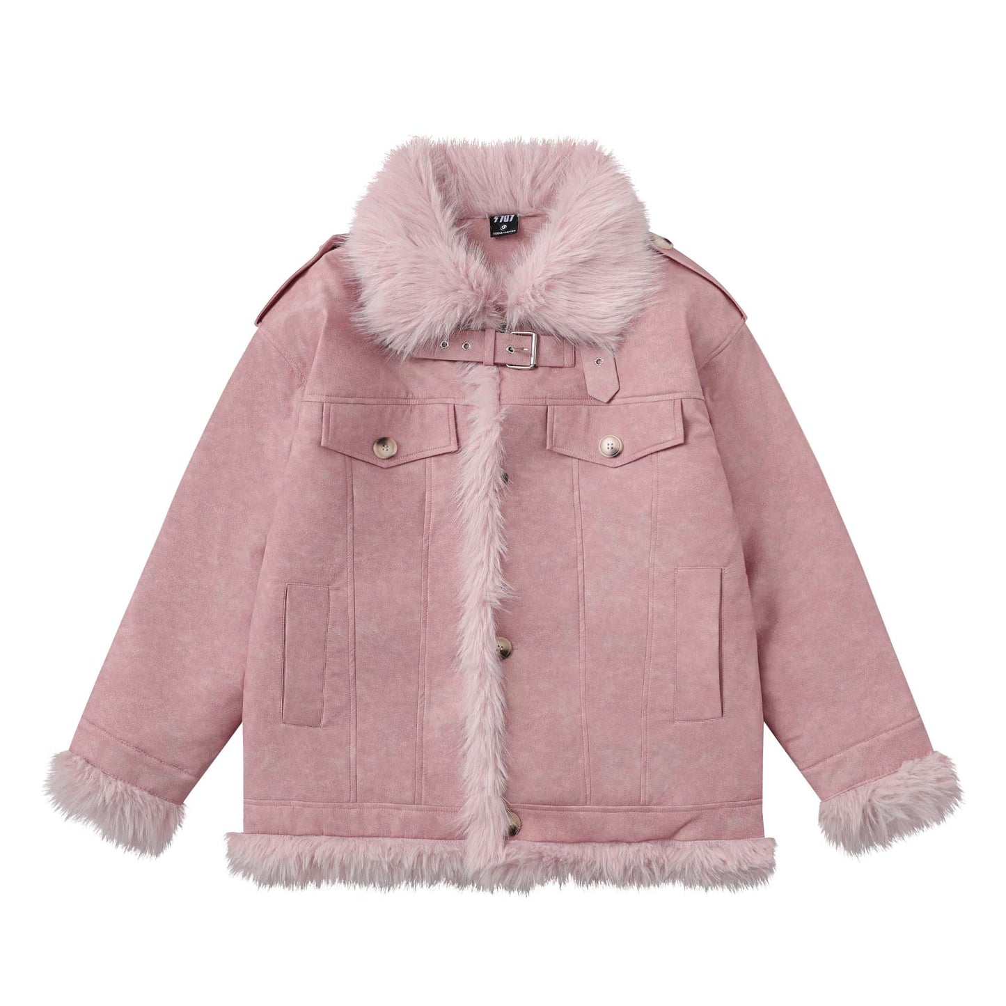 Oversize Fake Fur PU Leather Jacket NA6401