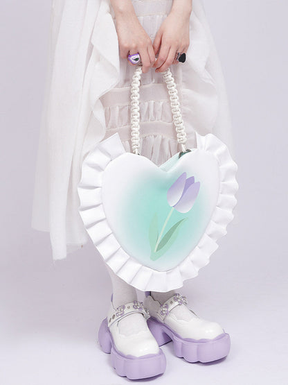 Tulip Heart Flower Design Crossbody Bag NA8407
