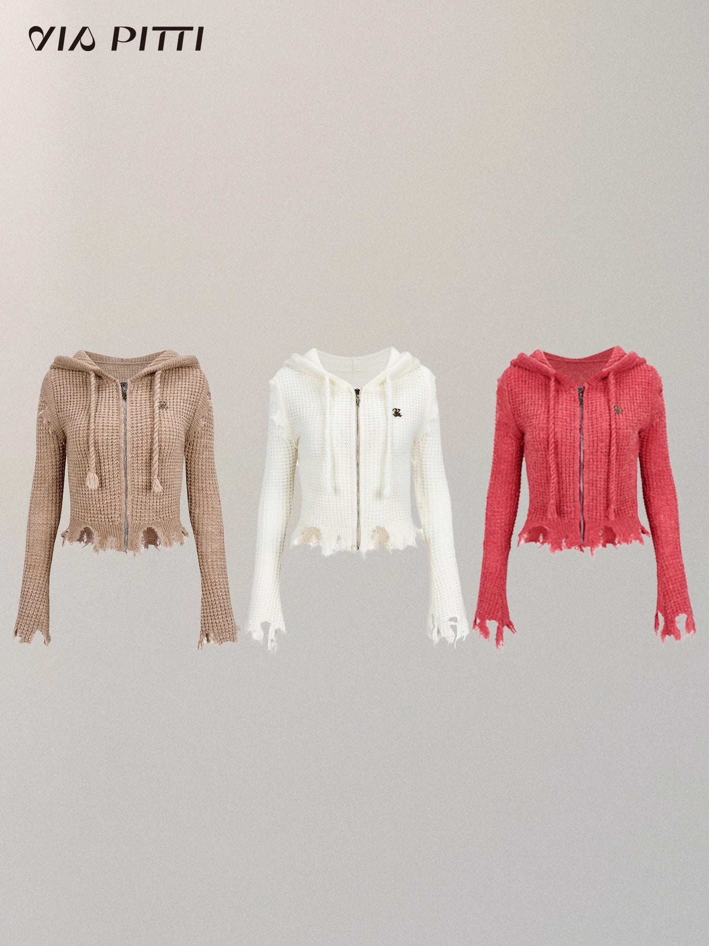 Zipper Hooded Knit Cardigan NA5111