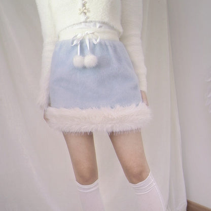 Plush Pom-Pom Short Skirt NA8334