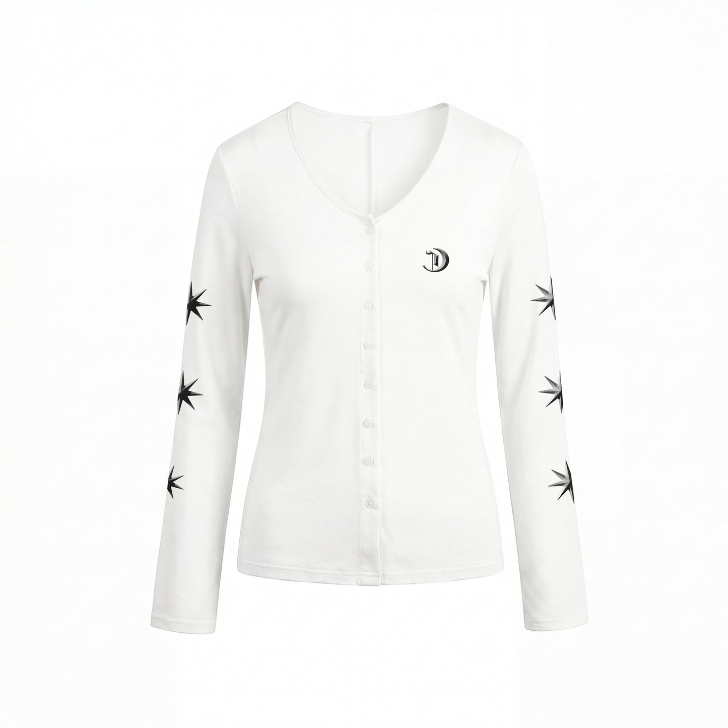 Star Print Button V-Neck Knit Cardigan NA8945