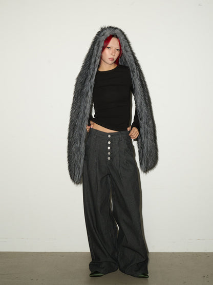 Fake Fur Pocket Design Scarf NA9202