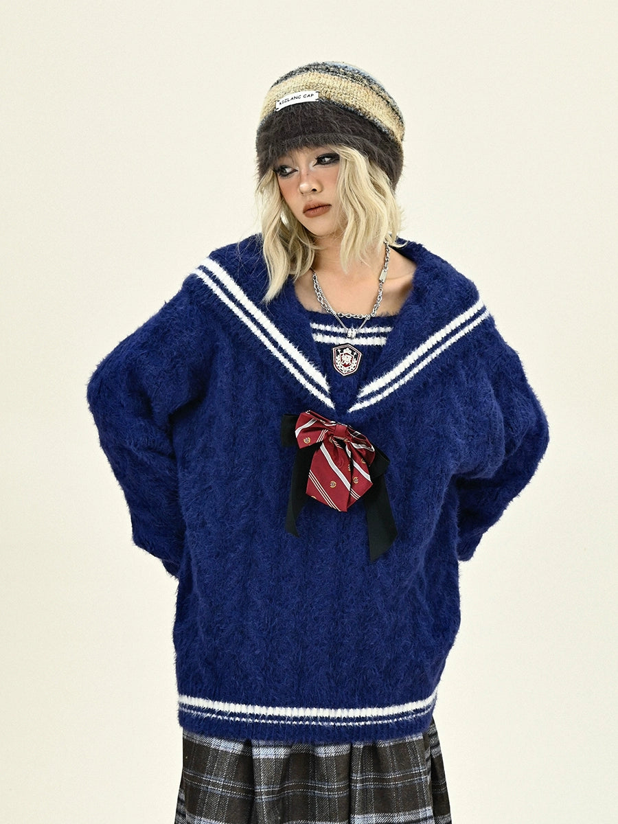 Sailor Collar V-Neck Knit Sweater NA6207