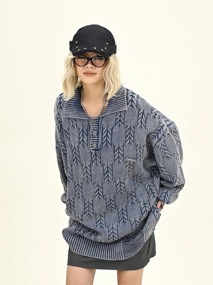 Oversize POLO Collor Knit Sweater NA6264