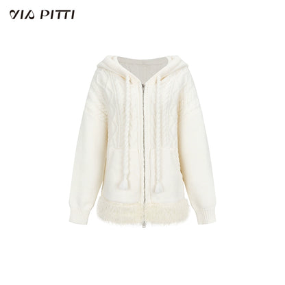 Twists Pattern Knit Hoodie NA4728