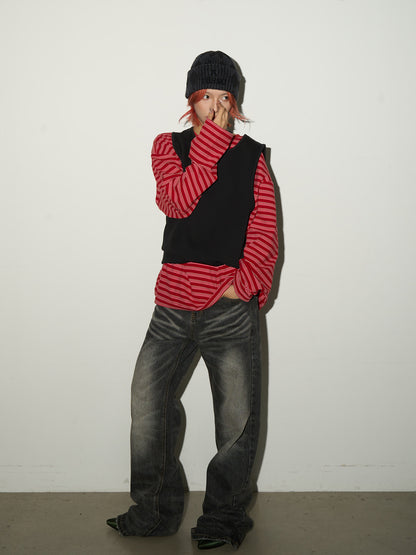 Contrast Stripe Long Sleeve T-Shirt NA9148