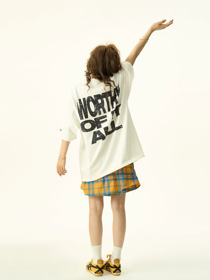 Washed Graffiti Print Short Sleeve T-shirt NA3151