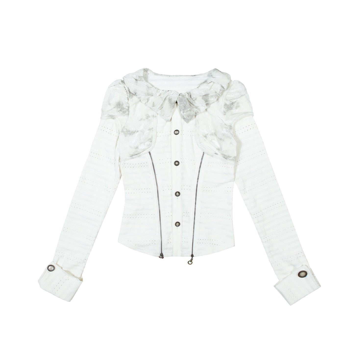 Puff Collar Fitted Long Sleeve Shirt NA8349