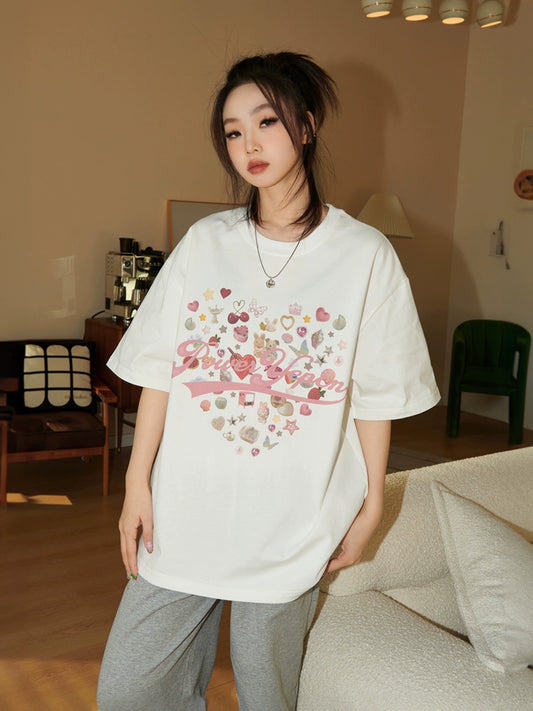 Printed Oversized Short Sleeve T-Shirt NA2681