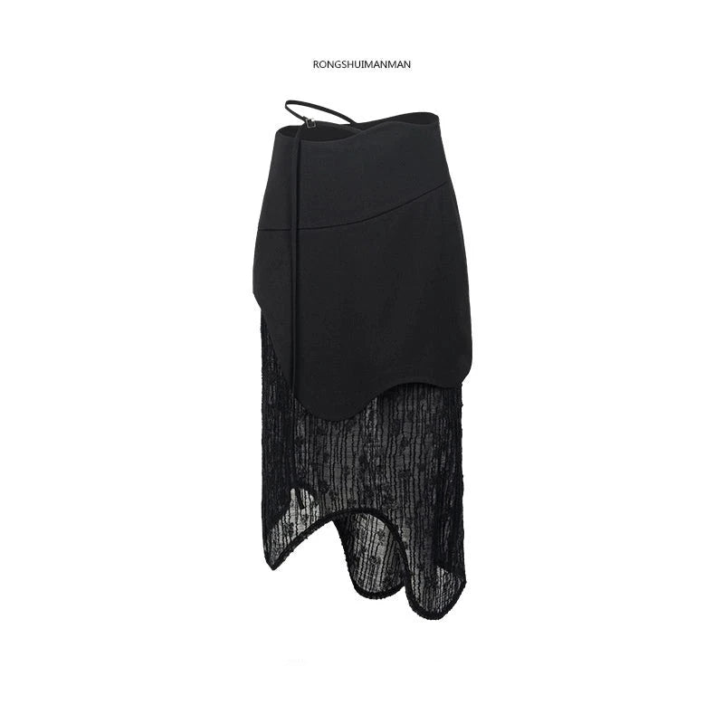 Fake Layered Sheer Lace Skirt NA4225